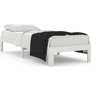 Postel Bílý dřevěný rám postele 75 x 190 cm z masivního borovicového dřeva