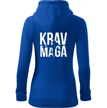 Dámská mikina Nápis Krav Maga - Dámská mikina trendy zipper s kapucí - 2XL ( Královská modrá )