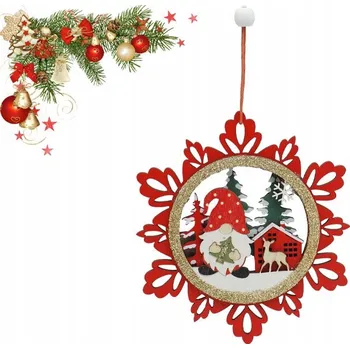 Vánoční dekorace Zdobená Vánoční Koule s motivem skřítka 12 cm, 1 ks