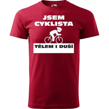 Sablio Tričko s potiskem Jsem cyklista tělem i duší - červené 5XL