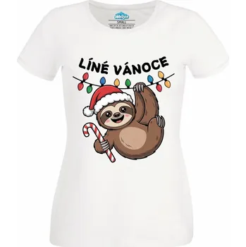 Dámské tričko Líné Vánoce Mládě Lenochoda (Velikost: 4XL, Barva: Bílá)