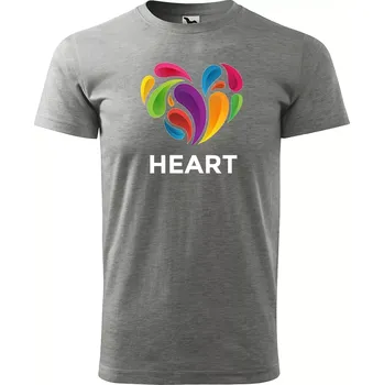Pánské tričko Sablio Tričko s potiskem Barevné srdce - šedé S