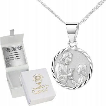 Náhrdelník STŘÍBRNÝ ŘETÍZEK NÁHRDELNÍK PRO DĚTI SVATÉ PŘIJÍMÁNÍ K PŘIJÍMÁNÍ, STŘÍBRO GRAVÍROVÁNÍ 925