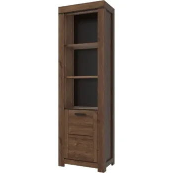 regál Otevřený regál se skříňkou do obývacího pokoje Brass - Mebelbos Dub Hnědý 64.5x210 cm