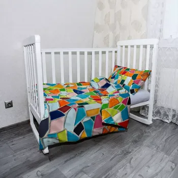 Povlečení Sablio Mikroplyšové dětské povlečení do postýlky Barevná mozaika - 120x90 / 40x60