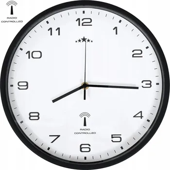 Hodiny Rádiem Řízené Nástěnné Hodiny, Černé/Bílé, PP a Sklo, Ø31cm, 4,3cm Hloubka