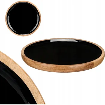 BAMBUSOVÝ TALÍŘ VELKÝ S ČERNÝM OKRAJEM 25CM MÍSA NA SERVÍROVÁNÍ