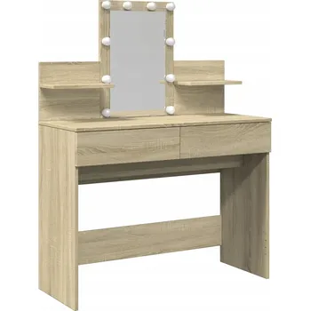 Toaletní stolek Toaletní Stolek se zrcadlem a LED osvětlením, dub Sonoma, 100 x 40 x 130 cm
