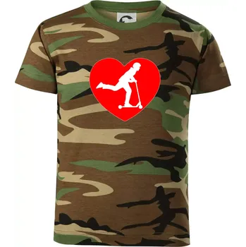 Chlapecké tričko Koloběžka srdce - Dětské maskáčové triko - 134 cm/8 let ( Hnědý maskáč )