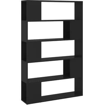 Knihovna Regál na knihy jako dělicí stěna, 5 přihrádek, černý, 100x24x155 cm