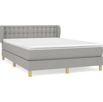 Postel Kontinentální postel světle šedá 193 x 147 x 78/88 cm s matrací 140 x 190 x