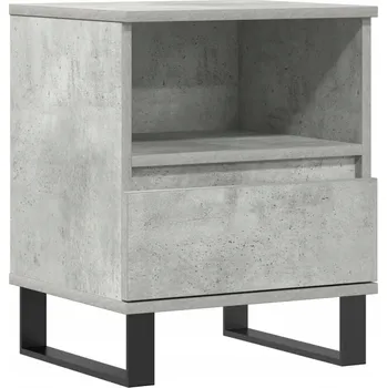 Noční stolek Noční stolek se zásuvkou a policí, betonu šedý, 40x35x50 cm, dřevo