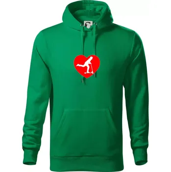Pánská mikina Koloběžka srdce - Mikina pánská Cape s kapucí - 4XL ( Středně zelená )