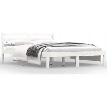 Postel Bílý dřevěný rám postele z borovice 195,5 x 125,5 x 69,5 cm