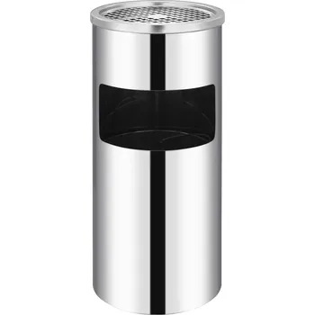 Odpadkový koš Odpadkový koš s popelníkem, 26 l, nerezová ocel , 25 x 51 cm, stříbrná