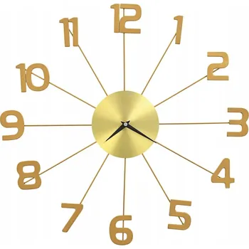 Hodiny Kovové Nástěnné Hodiny Quartz, Zlaté, Průměr 50 cm