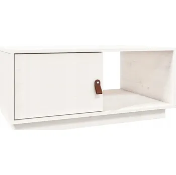 Konferenční stolek Konferenční stolek z masivního borovicového dřeva, bílý, 80x50x35,5 cm