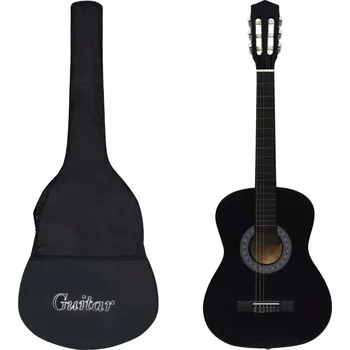 Klasická kytara Kytara klasická 3/4 s obalem, lipové dřevo, černá, 91,5 x 35 cm