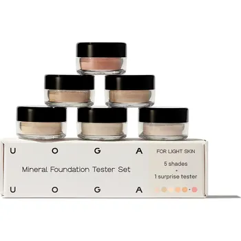 Make-up Uoga Uoga Sada testerů Minerální make-up (6 x 0,7 g) Light - 5 make-upů + 1 tvářenka podle odstínu pleti
