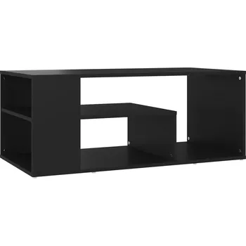 Konferenční stolek Konferenční stolek s policemi, černý, 100 x 50 x 40 cm, dřevotříska