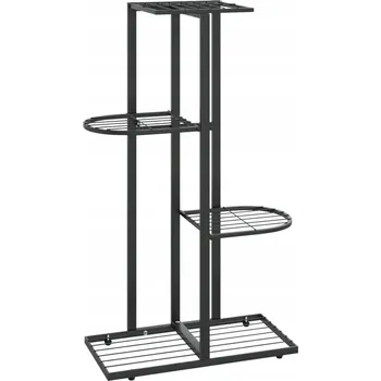 Květináč Kovový černý držák na květináč, 4-úrovňový, 43 x 22 x 76 cm