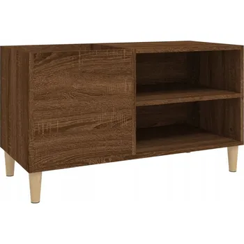 Komoda Skříňka na vinylové desky z eukalyptového dřeva, hnědý dub, 84,5x38x48 cm