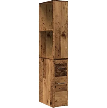 Koupelnový nábytek Úzká koupelnová skříňka na kolečkách, staré dřevo, 22x41x135 cm