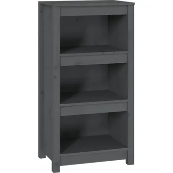 Knihovna Dřevěný regál na knihy z masivního borovicového dřeva, šedý, 50x35x97 cm