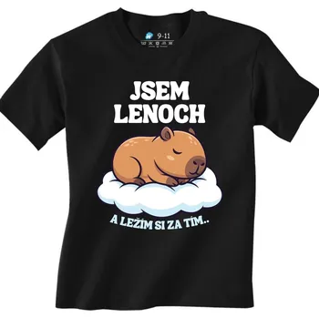 Chlapecké tričko Dětské tričko Jsem lenoch a ležím si za tím.. (Velikost: 9-11, Barva: Černá)