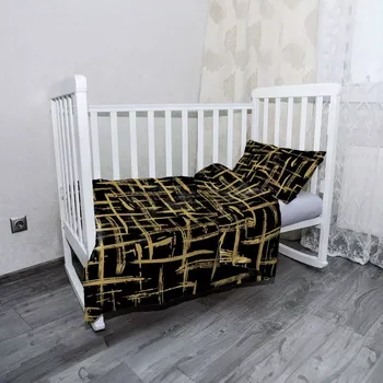 Povlečení Sablio Mikroplyšové dětské povlečení do postýlky Zlaté malování - 120x90 / 40x60