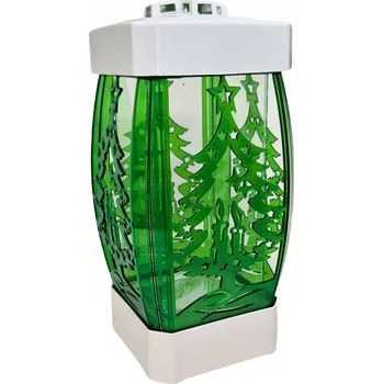 Svíčka Lucerna hřbitovní svíčka glamour bílá zelená vánoční stromek 25 cm