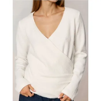 Dámský svetr Sinsay - Svetr s zavinovacím výstřihem s příměsí vlny - krémová - 270FJ-01X - 270FJ-01X-XS