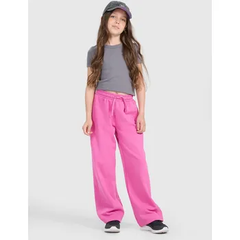 Dívčí tepláky s širokými nohavicemi - růžové