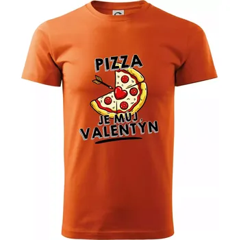 Pánské oblečení Pizza je můj Valentýn - Klasické pánské triko vyšší gramáže - XS ( Oranžová )