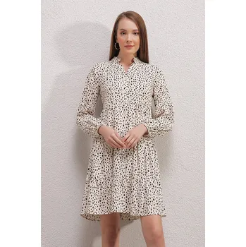 Dámské šaty Bigdart 2322 Vzorované šaty - krémová Bigdart hnědá | krémová 2316303