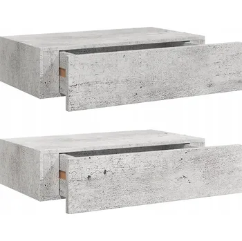 police Závěsná police se zásuvkou, MDF a kov, šedá betonu, 40x23,5x10 cm