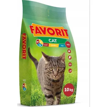 Krmivo pro kočku Suché krmivo pro kočky Favorit Kočka mix chutí hovězí drůbež ryby 10 kg