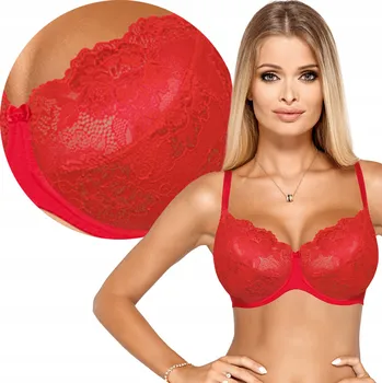 Podprsenka Měkká krajková podprsenka s kosticemi Polský Cleo II Červená 75F