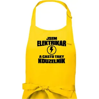 Kuchyňská zástěra Elektrikář kouzelník - Pánská zástěra na vaření - Univerzální velikost ( Žlutá )