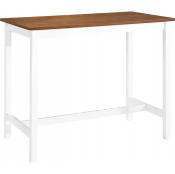 Jídelní stůl Barový stůl s MDF deskou a dřevěnýma nohama 108x60x91 cm, hnědo-bílý