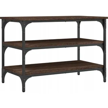 Botník Lavice na boty se 3 policemi, nastavitelné nožičky, hnědý dub, 70x38,5x49