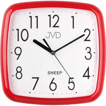 Hodiny JVD Červené hranaté nástěnné netikající tiché hodiny JVD sweep HP615.14