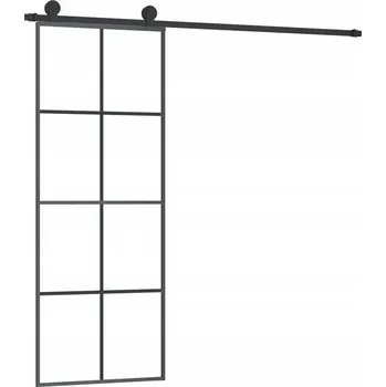 Interiérové dveře Posuvné dveře z matného ESG skla a hliníku, 76x205 cm, černé
