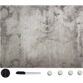 Kancelářský nábytek Magnetická tabule na psaní za sucha z tvrzeného skla, betonový vzhled, 80x60 cm