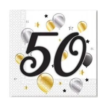 Papírový ubrousek Ubrousky 50. narozeniny balónky 20 ks
