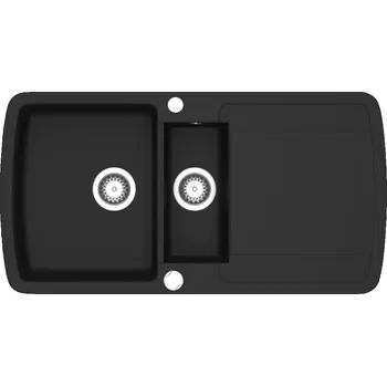 Granitový dřez Granitový dřez dvoukomorový černý 960x500x310 mm