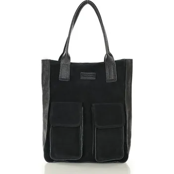 Kabelka MARCO MAZZINI Černá kožená shopper kabelka s kapsami (s131aa) Velikost: ONE SIZE