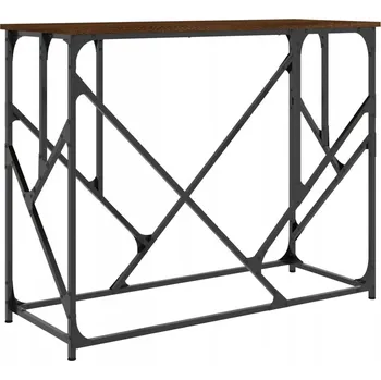 Konferenční stolek Konzolový stolek s kovovým rámem, hnědý dub, 100x40x80 cm