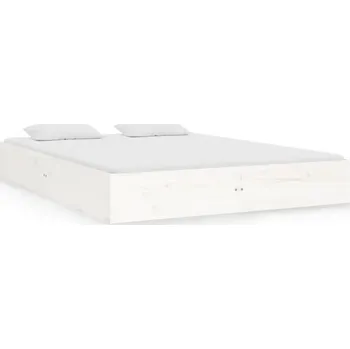 Postel Bílý rám postele z masivního borovicového dřeva 193 x 142,5 x 23 cm