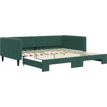 Pohovka Tmavě zelené rozkládací lehátko 2 v 1, 223 x 110 x 68 cm